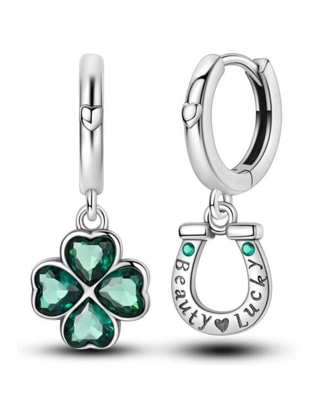 925 Sterling Silver Lucky Clover Drop Dangle Earrings Fashion Hoop Jewelry